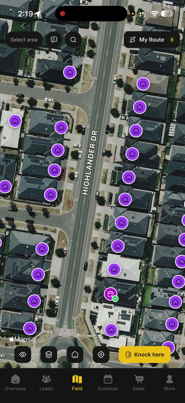 A green tick on a house that already has a knock
