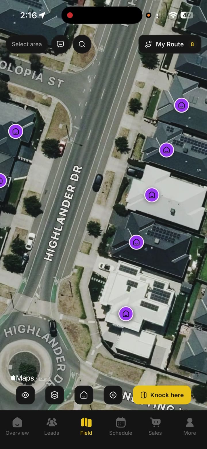House pins along Highlander Drive
