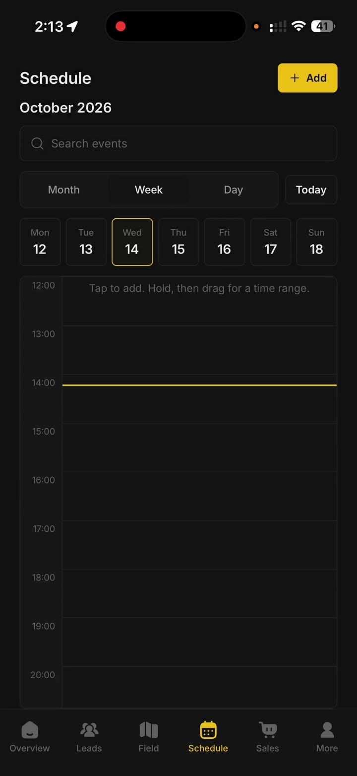 Schedule open on a week in October